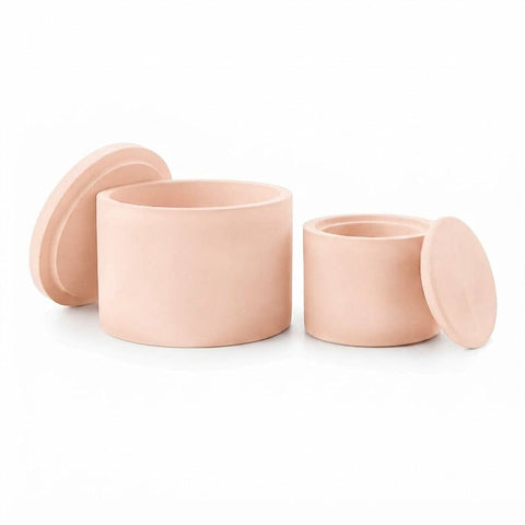 SJ&C - Eco Resin Plaster Modern Round Trinket Storage Jars with Lid