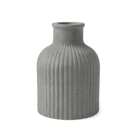 SJ&C - Concrete Modern Rounded Ribbed Vase or Candle Holder