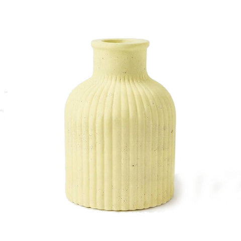 SJ&C - Concrete Modern Rounded Ribbed Vase or Candle Holder