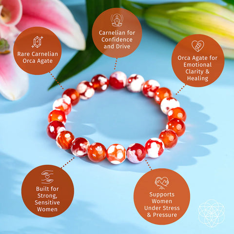 Feminine Force Carnelian Orca Agate Bracelet