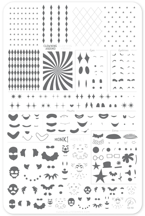 NEW Clear Jelly Stamper Clowning Around Layered Stamping Plate