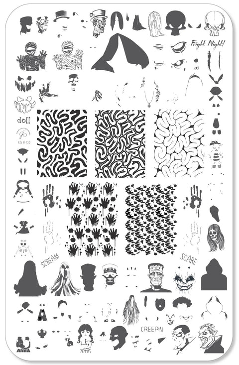 NEW Clear Jelly Stamper Freaky Little Friends H-130 Halloween Stamping Plate