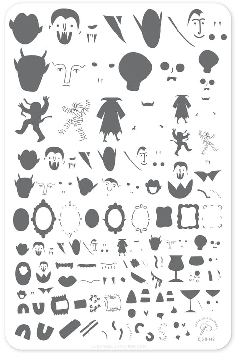 NEW Clear Jelly Stamper Lil Night Creatures Halloween Stamping Plate