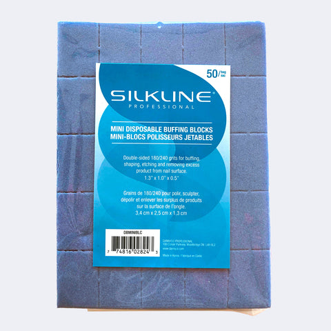 Silkline Blue Mini Disposable Buffing Blocks – 180/240 Grit, 50 Pack