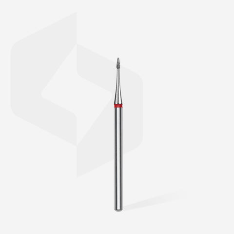 STALEKS EXPERT Diamond nail drill bit flame mini red, head diameter 1 mm, working part 3 mm