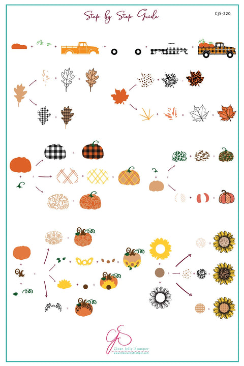NEW Clear Jelly Stamper Patterned Pumpkins Layered Stamping Plate