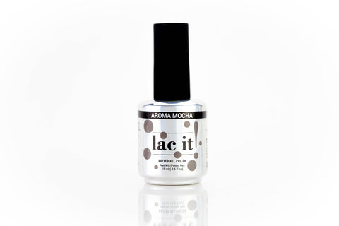 en Vogue Lac It! Aroma Mocha deep taupey brown crème UV/LED gel nail polish bottle