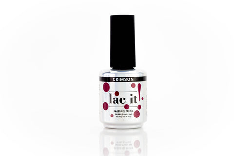 en Vogue Lac It! Crimson a deep cherry red crème UV/LED gel nail polish for professional nails and extensions bottle