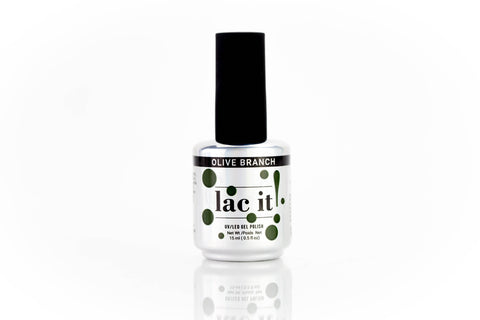 en Vogue Lac It! Olive branch medium olive green crème UV/LED gel nail polish for professional nails and extensions bottle