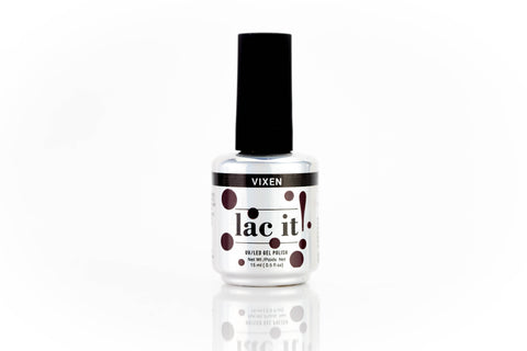 en Vogue Lac It! Vixen dark brown crème with red undertones UV/LED gel nail polish for professional nails and extensions bottle