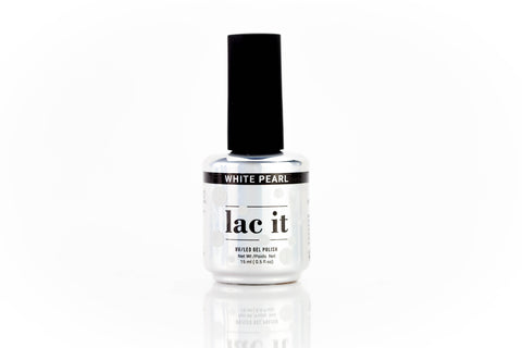en Vogue Lac It! White Pearl white pearlescent shimmer UV/LED gel nail polish for professional nails and extensions bottle