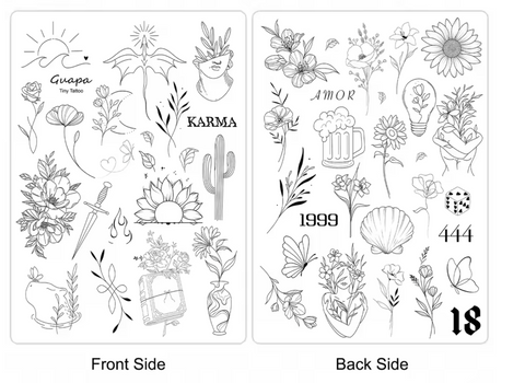 Guapa Pre-Printed Fine Line Tattoo Practice Skin