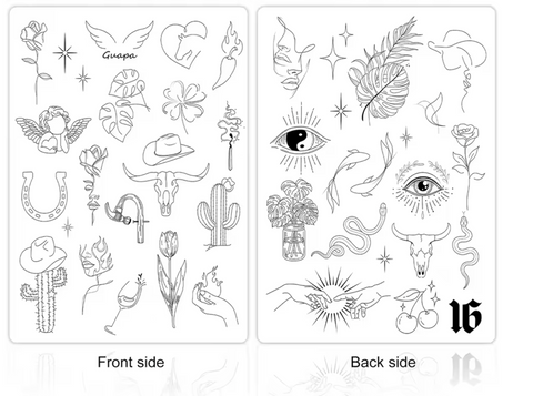 Guapa Pre-Printed Fine Line Tattoo Practice Skin