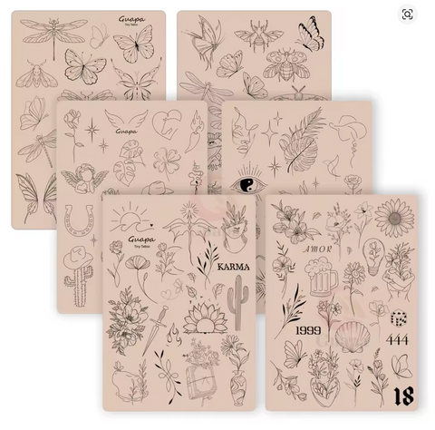 Guapa Pre-Printed Fine Line Tattoo Practice Skin