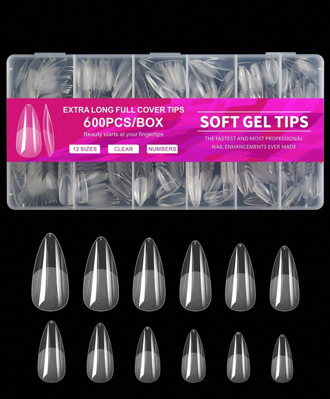 Almond Full Cover Tips 600 Piece