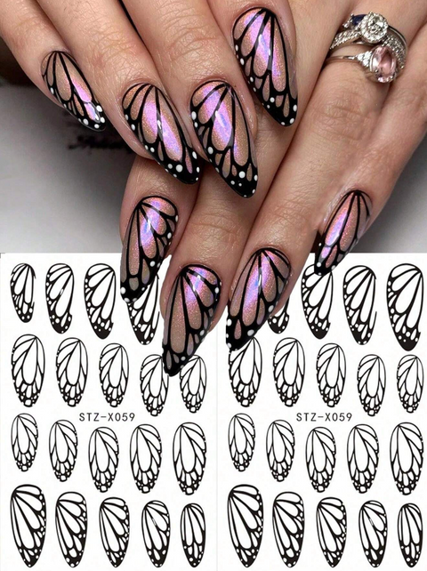 Black Butterfly Wing Decals (2 Sheets)
