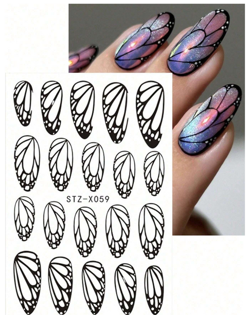 Black Butterfly Wing Decals (2 Sheets)