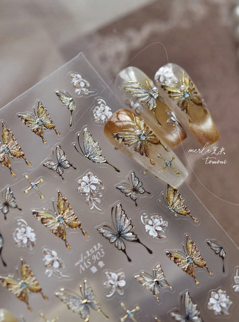 5D Metallic Butterfly Black/Gold White (1)