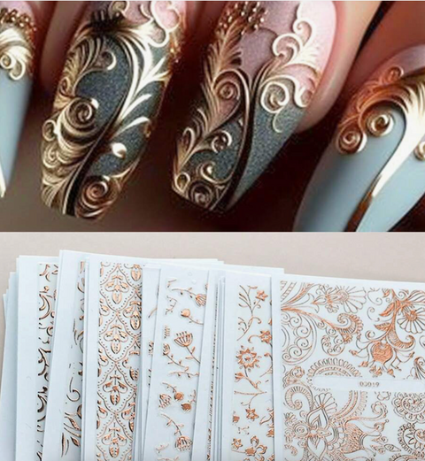 Euro Style Embossed Nail Decals (30 PCS)