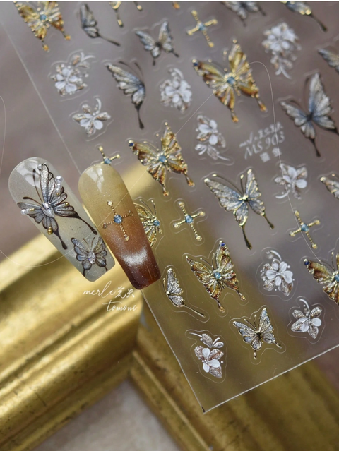 5D Metallic Butterfly Black/Gold White (1)