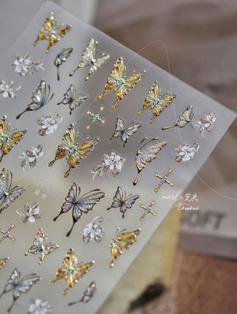 5D Metallic Butterfly Black/Gold White (1)