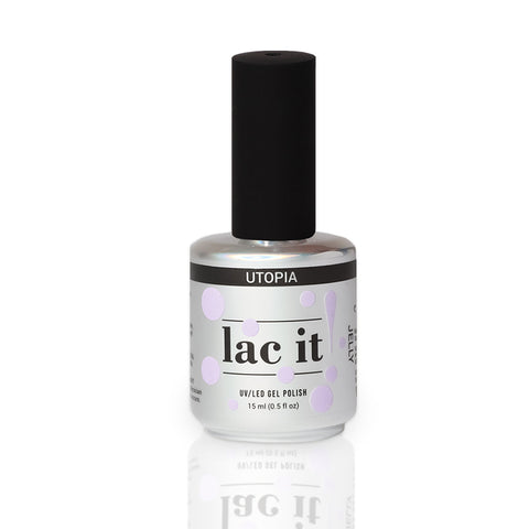 en Vogue Lac It! Utopia pastel lavender jelly crème UV/LED gel nail polish for professional nails and extensions bottle