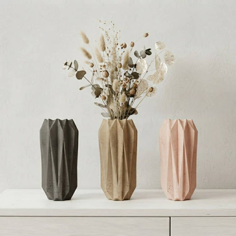 SJ&C - Concrete Modern Decorative Diamonds Vase or Candle Holder
