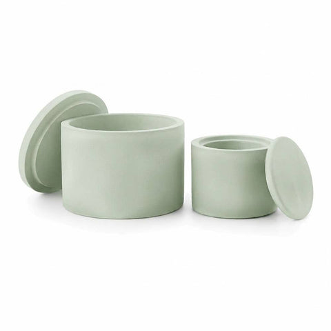 SJ&C - Eco Resin Plaster Modern Round Trinket Storage Jars with Lid