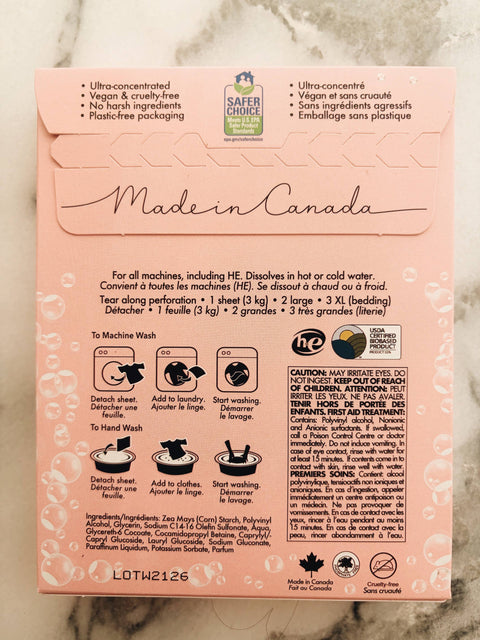 Essence of Life Organics - Zero Waste Laundry Detergent Sheets, Linen and Lily