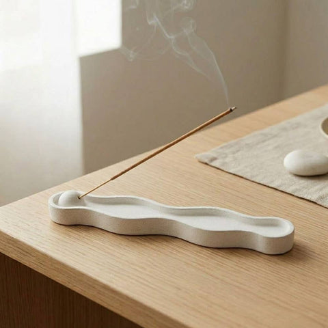 SJ&C - Eco Resin Modern Wave Incense Burner Holder
