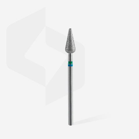 STALEKS EXPERT Diamond nail drill bit DUO pointed pear blue-green, head diameter 5 mm, working part 12 mm