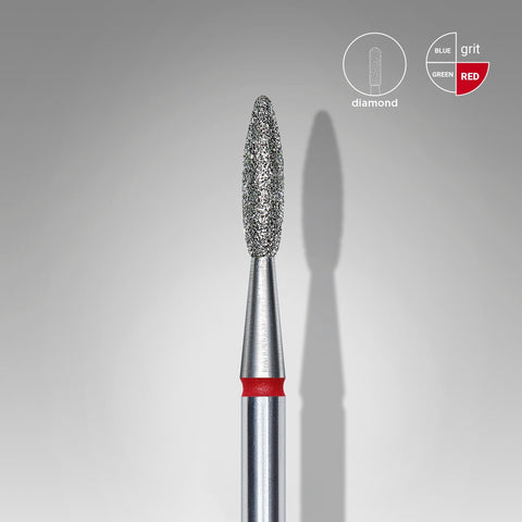 STALEKS EXPERT Diamond nail drill bit flame red, head diameter 2,1 mm, working part 8 mm