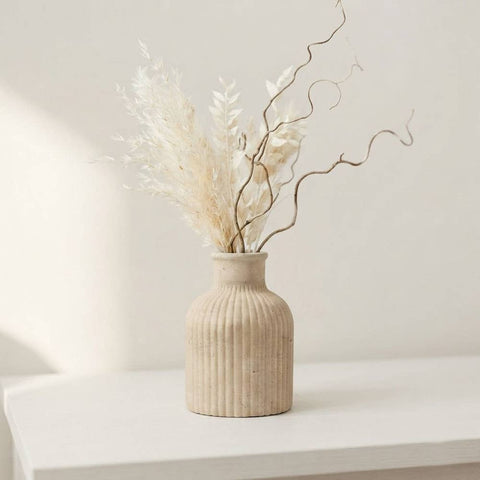 SJ&C - Concrete Modern Rounded Ribbed Vase or Candle Holder