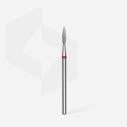 STALEKS EXPERT Diamond nail drill bit pointed flame red, head diameter 2,3 mm, working part 8 mm