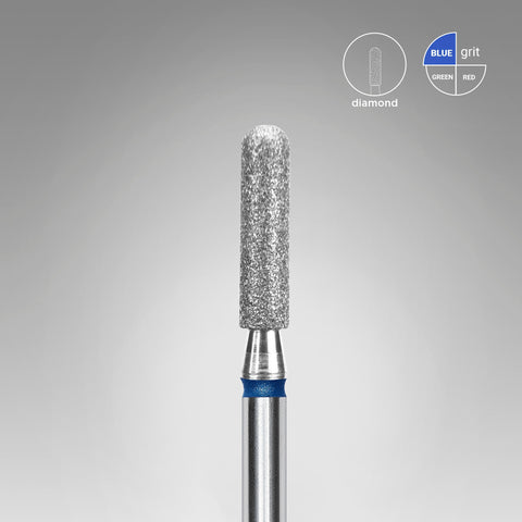 STALEKS EXPERT Diamond nail drill bit rounded cylinder blue, head diameter 2,5 mm, working part 10 mm