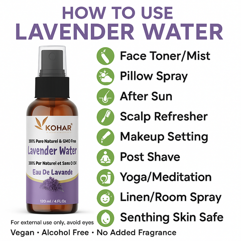 100% Natural Lavender Water Spray. alcohol free. 120 ml