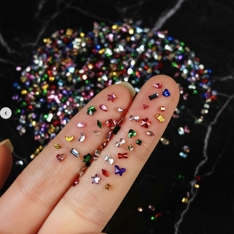 Mixed Rhinestones Tray Dark Editorial