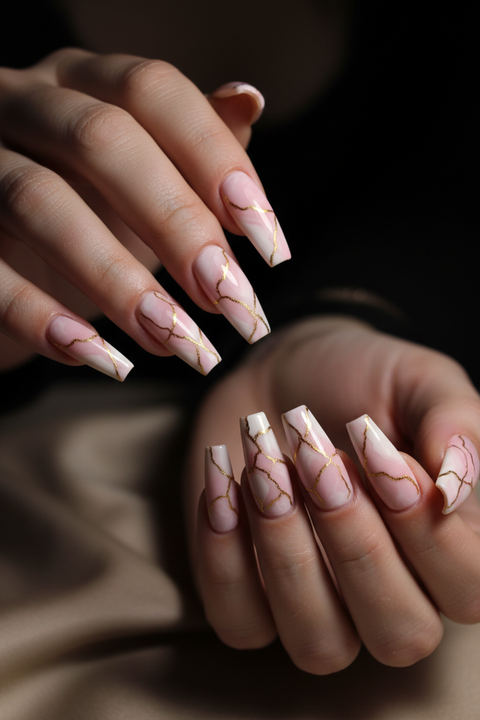 Pink Marble Nails — Enhanced