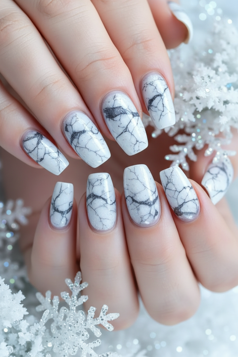 White Marble Nails — Enhanced