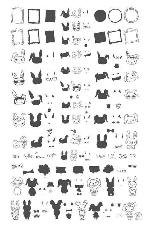 Clear Jelly Stamper - Hipster Bunnies - DK BEAUTY