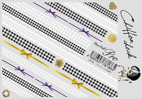Sha - Nail Chiffon Check B & W - DK BEAUTY